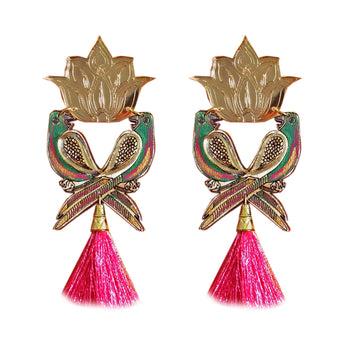 Parrot and Lotus statement Earrings - Anisha Parmar London