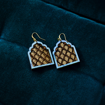 Aqua Hanging Jāli Earrings