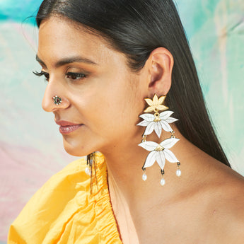 Layered Mogra Statement Earrings - Anisha Parmar London