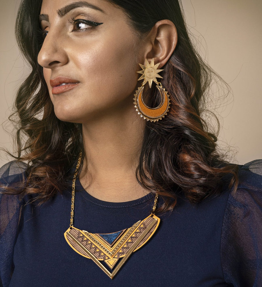 Sun Chand Earrings - New Moon Colour ways - Anisha Parmar London
