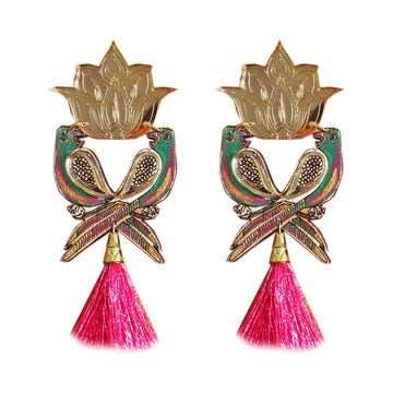Parrot and Lotus statement Earrings - Anisha Parmar London